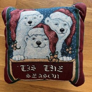 Newport Tis The Season Polar Bears Tapestry Throw Pillow Christmas